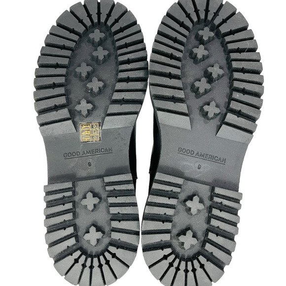 Good American NEW Faux Leather Pull-On Platform Lug-Sole Chelsea Boots Black 9 - Picture 13 of 15